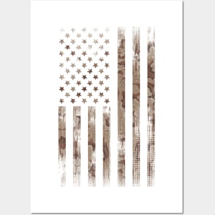 Desert Camo American Flag Military Tactical Posters and Art